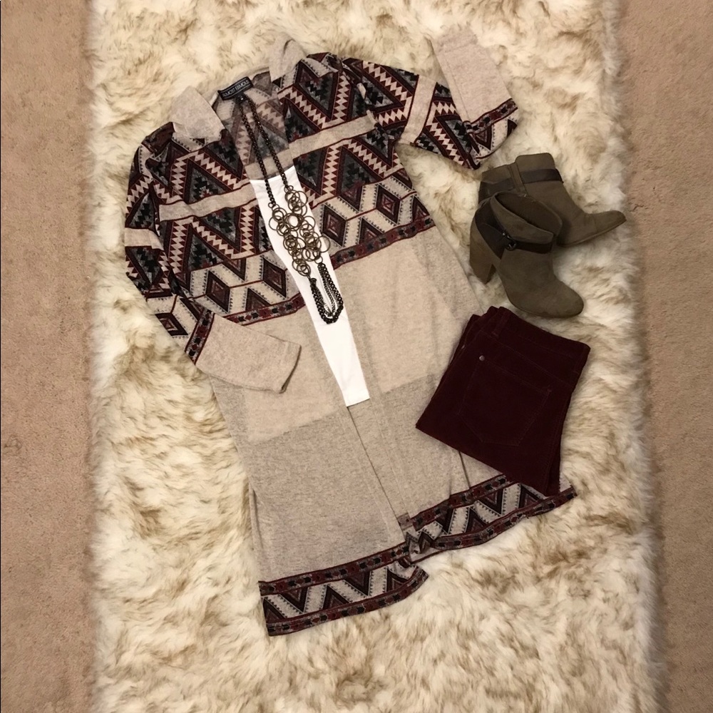 Almost Famous Aztec Hooded Cardigan